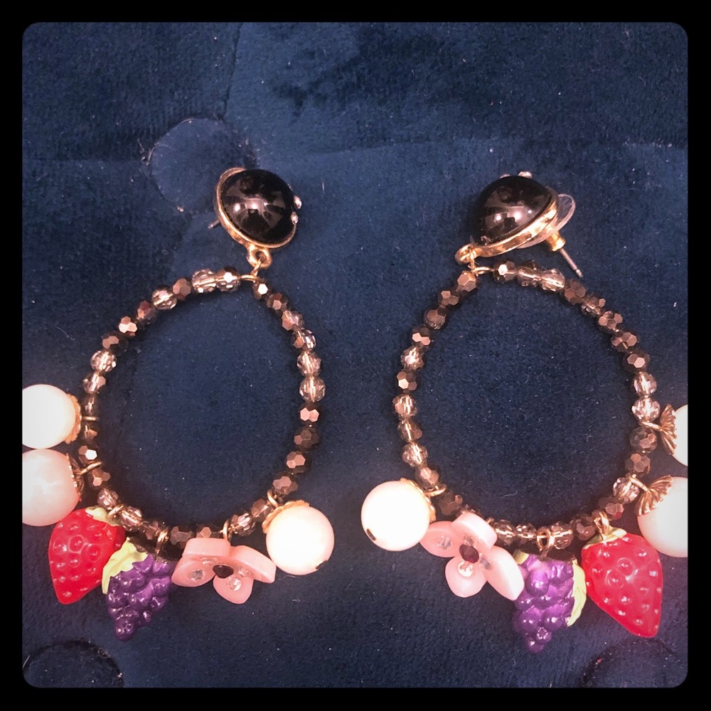 Fruit hanging hoop earrings
